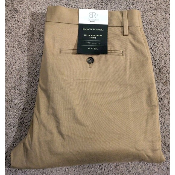 Banana Republic Other - Banana Republic Fulton Skinny Rapid Movement Chino Beige Pants Men's 34x32
